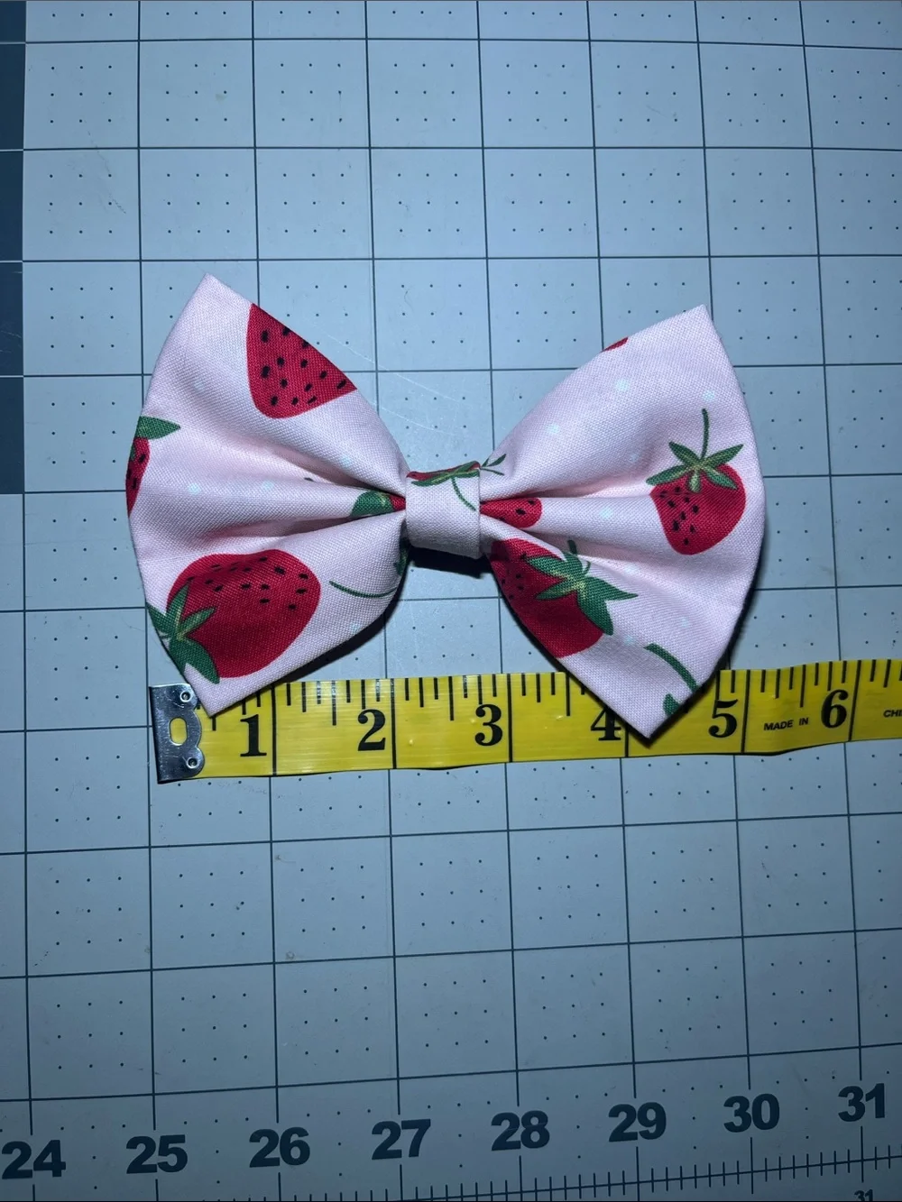 Pink Strawberry Print Kids Hair Bow Clip